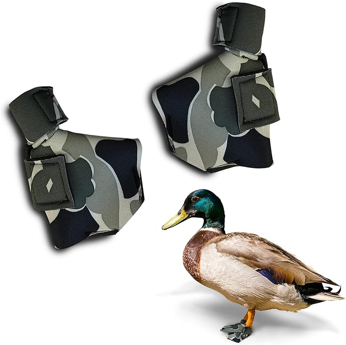 Duck Shoes for Injured Feet – Protective Neoprene Footwear for Ducks, Protective Shoes for Birds with Injured feet, Bumblefoot Relief - Large, 4.5” Max. Inside Width - Gray Camouflage
