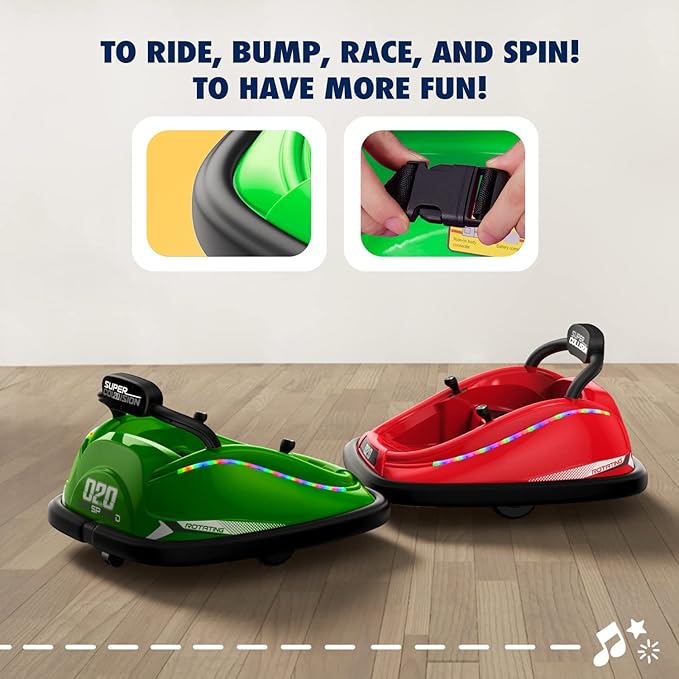 Bumper Car, 12V Electric Kids-Bumper Car Ride Toys with Remote and Music Function, Perfect Kids Gifts Baby for Toddlers 1-6 for Birthday
