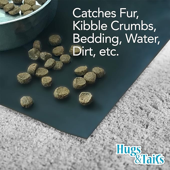 Under Pet Cage Mat for Bird Cages, Reptile Aquariums, Dog Kennels, Water-Resistant Pad for Hard Floors and Surfaces, 46 Inches x 60 Inches, Black