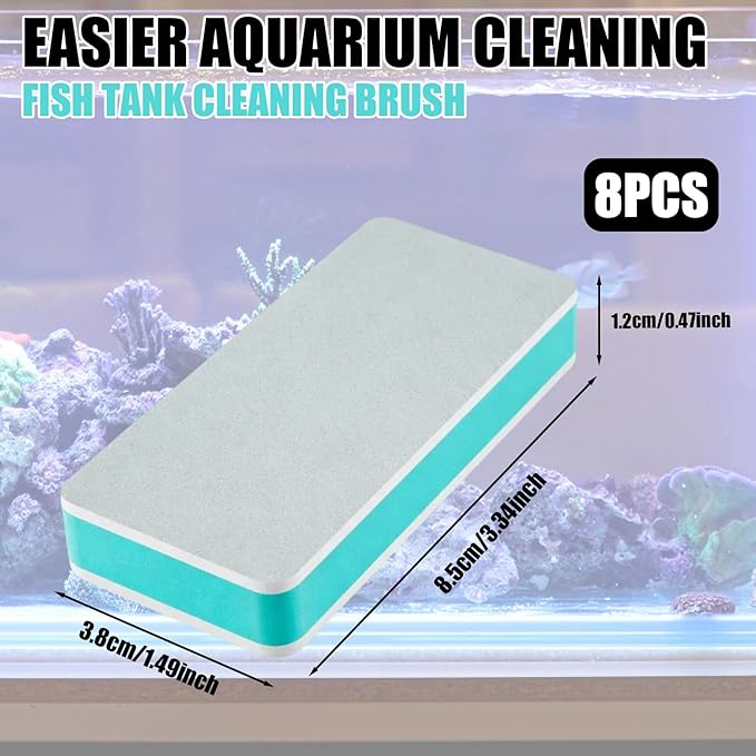8 PCS Double-Sided Fish Tank Cleaning Brushes, Aquarium Sponge Brush, Cleaner Fish Tank Cleaning Tool for Aquarium and Home Kitchen