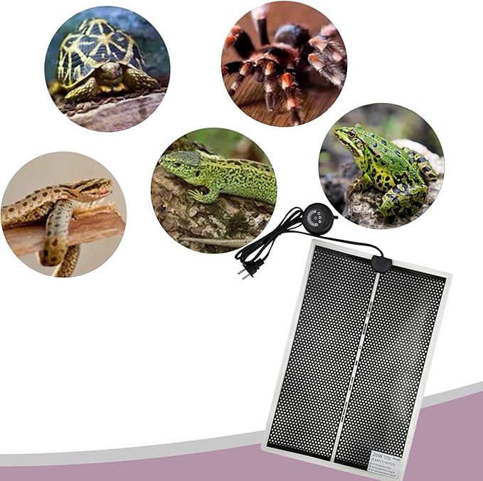 Reptile Heat Pad with 7 Button Temperature Adjustment, Under Tank Terrarium Heat Mat for Reptiles Tortoise Snakes Lizard Gecko Frog Hermit Crab and Other Small Animal, 20W Reptile Heating Pads