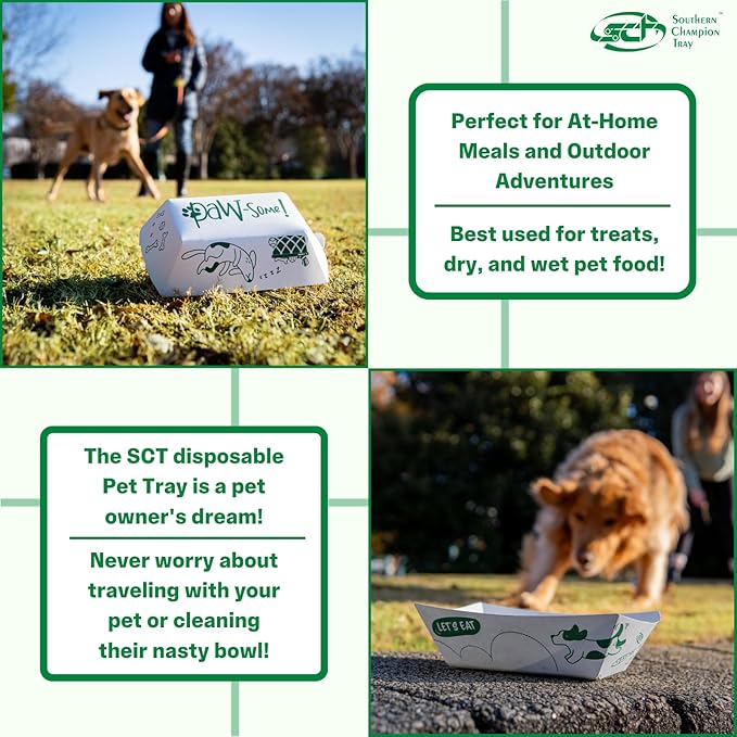 Southern Champion Tray, Medium Disposable Pet Food Bowl, 1 Cup, (10 Quantity) Cat Tray, Travel Pet Bowl, Feeding Cats and Dogs, Wet and Dry Food, Indoor and Outdoor, One Cup Capacity, 10 Ct