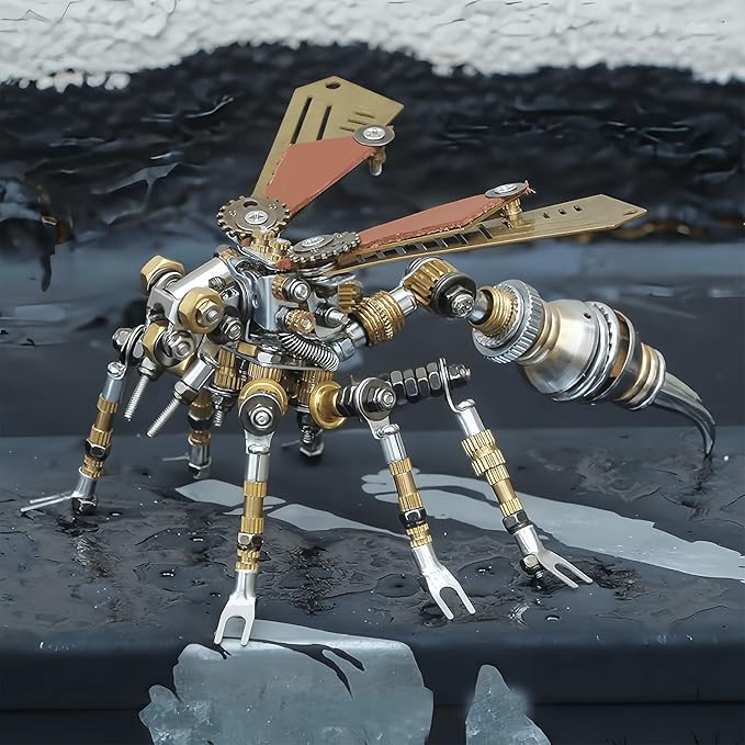 3D Metal wasp Puzzle, Punk Insect Metal Model, 3D Puzzle Mechanical wasp Building Blocks, Fun DIY Assembly, high-end Men's Gifts.