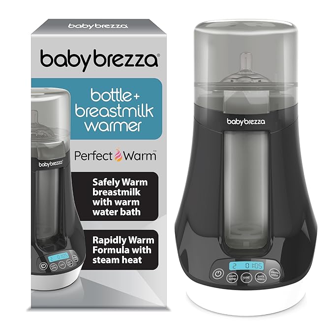 Baby Brezza Fast Baby Bottle Warmer - Baby Milk Warmer + Breastmilk Warmer Defroster – 2 Unique Temperatures for Breastmilk + Formula - Universal Fit for All Bottles, Storage Bags + Food Jars