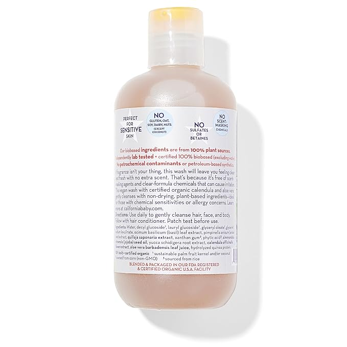 California Kids Super Sensitive Unscented Shampoo and Bodywash | 100% Plant-Based | Gentle Skincare | Fragrance Free | Hypoallergenic | 251 mL / 8.5 fl. oz.
