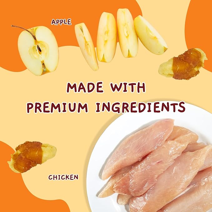 Jungle Calling Dog Treats, Skinless Chicken Wrapped Apple Treats, Gluten and Grain Free, Chewy Dog Bites for Balanced Nutrition, 10.6oz (Pack of 2)