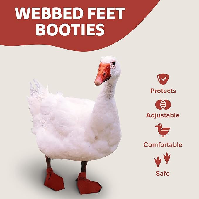 Duck Shoes for Injured Feet – Protective Neoprene Footwear for Ducks, Protective Shoes for Birds with Injured feet, Bumblefoot Relief - Large, 4.5” Max. Inside Width - Red