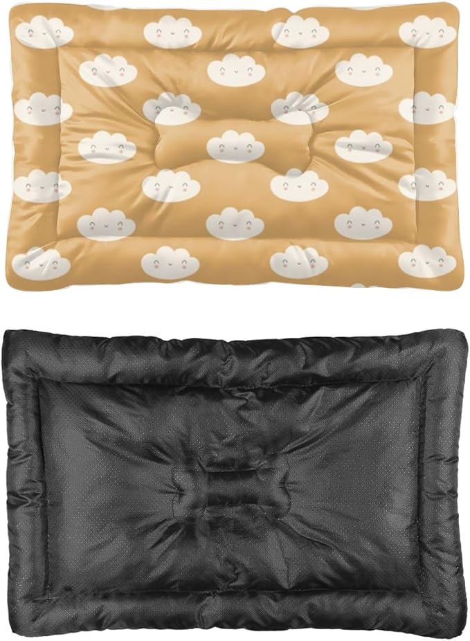 Cute Brown Clouds Easy to Wash Dog Bed Pad Mat for Dog Pad Bed Medium for Crate Washable Non-Slip Crate Small Washable Pet Mattress Cage Small Pets Indoor Outdoor 24X18 Inch