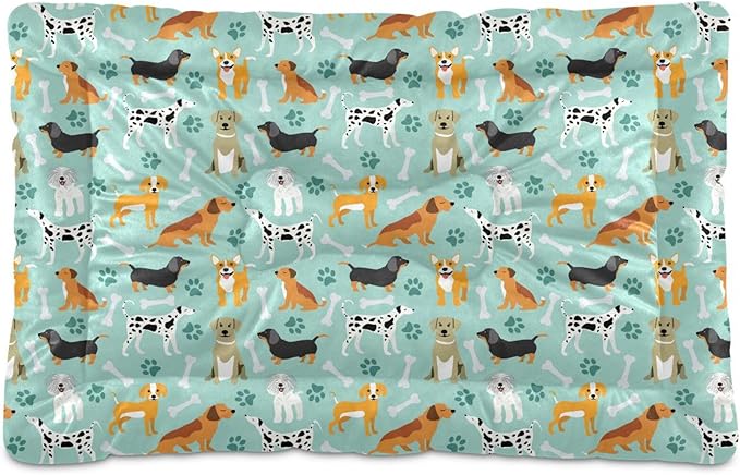 Cute Dogs Bones Paws Pet Bed Cute Dog Bed Mat Absorbing Non Slip Pad Pet Sleeping Mat for Small, Medium, and Large Dogs Puppy Cat 24 in x 18 in