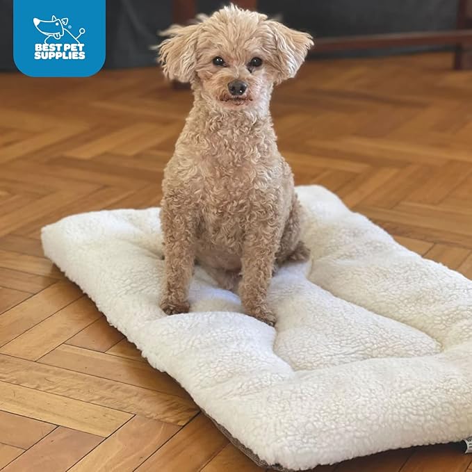 Best Pet Supplies Machine Washable Dog Crate Mat – Double-Sided Kennel Pad - Gray Linen, S (24 x 17)
