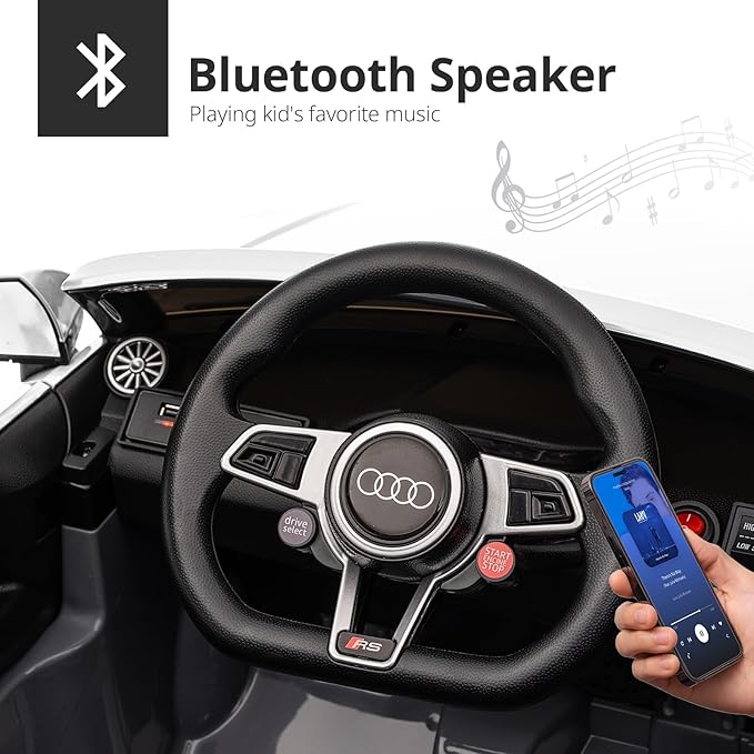 Kids Electric Car, Licensed Audi 6V Kids Ride on Toy Car for Toddlers with Remote - White