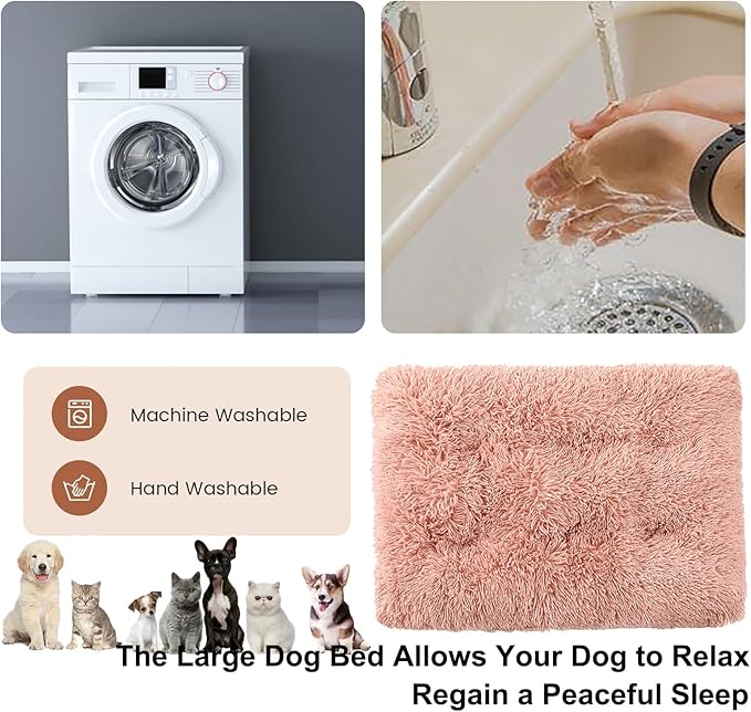 Dog Crate Mat, Dog Bed for Large Dogs, Comfy Fluffy Kennel Pad Anti-Slip for Dog beds & Furniture, Quilted Dog Bed for Pets for Medium/Small Dogs Cats (Color : Pink 2, Size : 43x29)