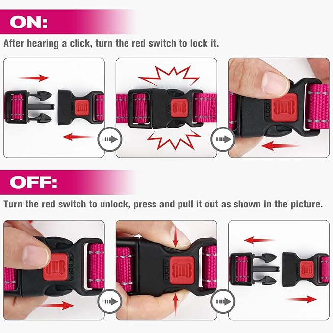 Joytale Martingale Collar for Dogs, Reflective Heavy Duty for Safety, Quick Release Buckle, Adjustable Nylon Collars for Small Dogs Walking Training, Hotpink,S