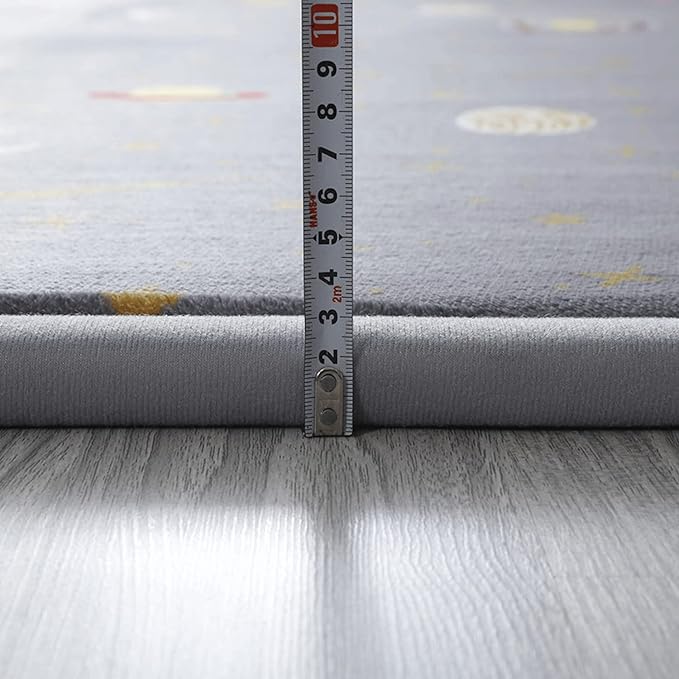 Loartee Coral Velvet Area Rug - 1" Thick Memory Foam Baby Play Mat, Washable Toddler Carpet, Home Decor for Living Room, Nursery, Kids Bedroom, Astral Gray, 5'11"x6'7"