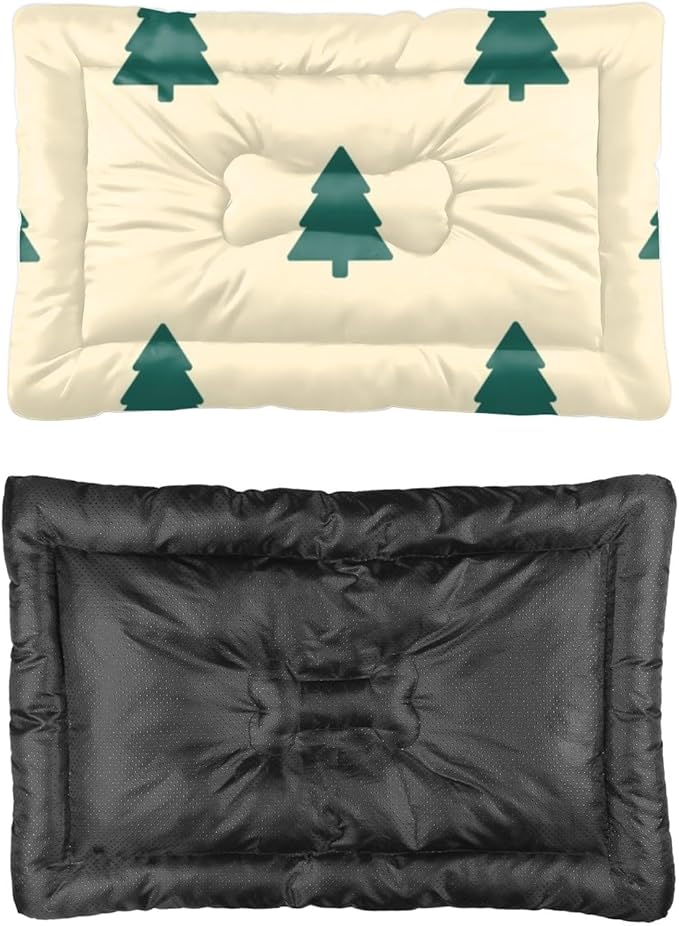 Holiday Minimal Tree Crate Dog Bed Washable Pet Mats Beds for Household Pets Winter Cozy Pet Bed Non- Slip Bottom Dog Friendly Furniture Multi- Scenario Cat Mat Gift Printed Mat 24× 18 Inch