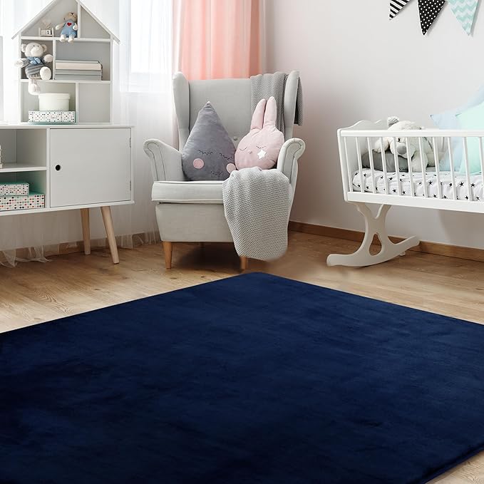 BALAPET Thick Memory Foam 50x50 Play Mat for Playpen, Super Soft Velvet Portable Baby Playpen Mat for Kids Toddler Crawling and Play, Non-Slip Bottom Playmat, Navy Blue