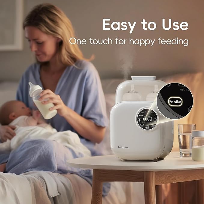 Baby Bottle Warmer, Felizbebe 10-in-1 Bottle Warmers for All Bottles, Detachable Body for Easy Cleaning, Accurate Temperature Control, Timer, Sterili-zing,Milk Warmer for Breastmilk or Formula
