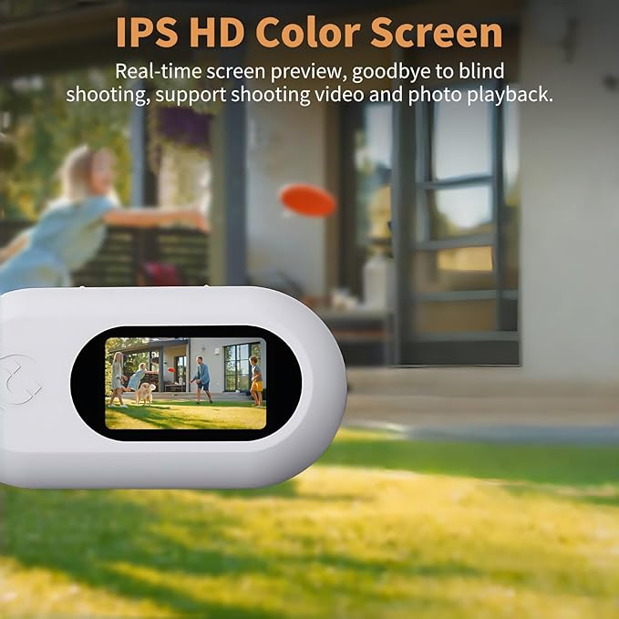 Collar Camera, HD 1080P, 120 Wide Angle Lens, Mini Action Camera for Indoor/Outdoor Use, OTG Support (White)