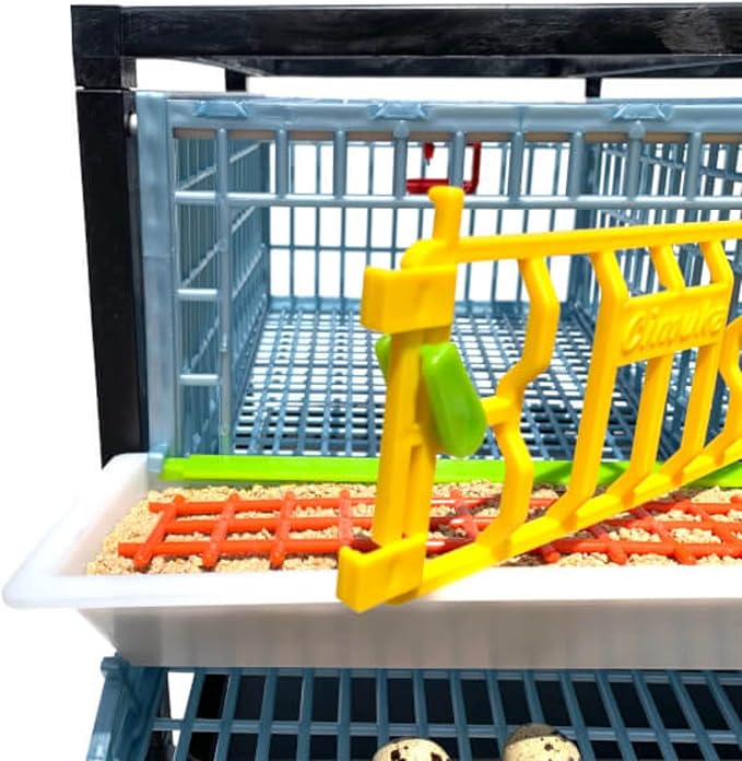Cimuka Jumbo Quail Breeding Cage Indoor – 2 Layer Stackable Quail Pens & Coops | 38.6" x 24" x 35.8" Easy Clean, Rust-Free, Plastic Breeder System with Removable Divider & Egg Collection Trays