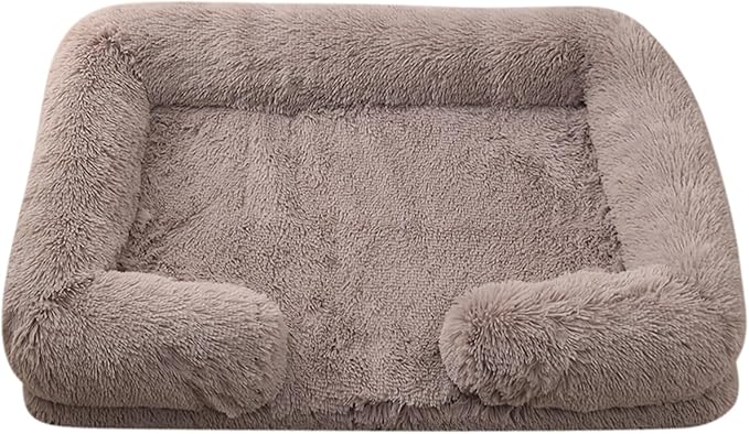 Dog Beds Large Sized dog Orthopedic, Sofa Dog Bed with Waterproof Lining and Nonskid Bottom, Rectangle Washable Dog Bed for Medium Small Dogs and Cats Comfortable ( Color : Brown2 , Size : 17 x 15" )