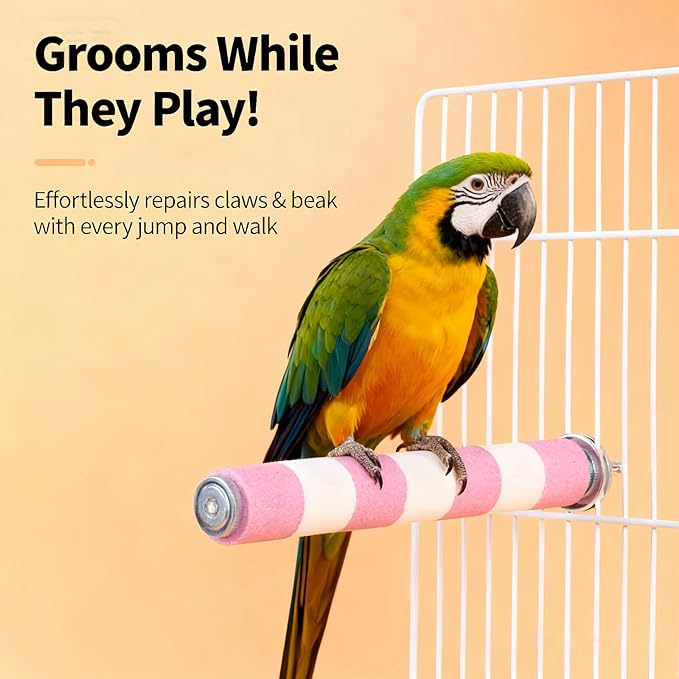 AOTU Bird Perch Natural Sandstone Parrot Perch Bird Perches for Cage– Durable Beak & Claw Trimming Grinding Stone for Birds, 7.9” x 1” – Safe, Non-Toxic, Long-Lasting Bird Cage Accessory
