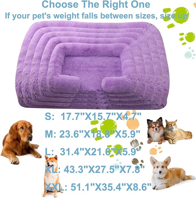 Dog Beds Large Sized dog Orthopedic, Sofa Dog Bed with Waterproof Lining and Nonskid Bottom, Rectangle Washable Dog Bed for Medium Small Dogs and Cats Comfortable ( Color : Purple , Size : 51 x 35" )