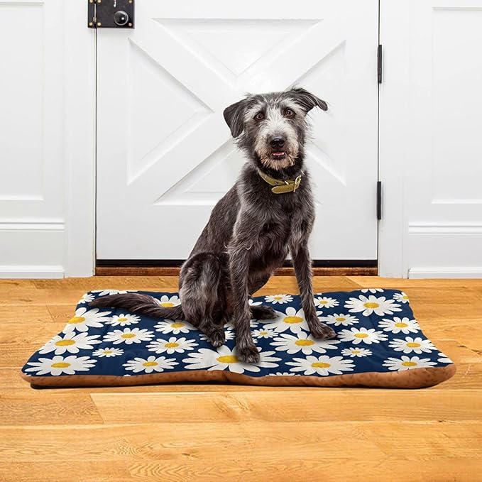 Daisy Floral Pet Bed Cute Dog Bed Mat Absorbing Non Slip Pad Pet Sleeping Mat for Small, Medium, and Large Dogs Puppy Cat 24 in x 18 in