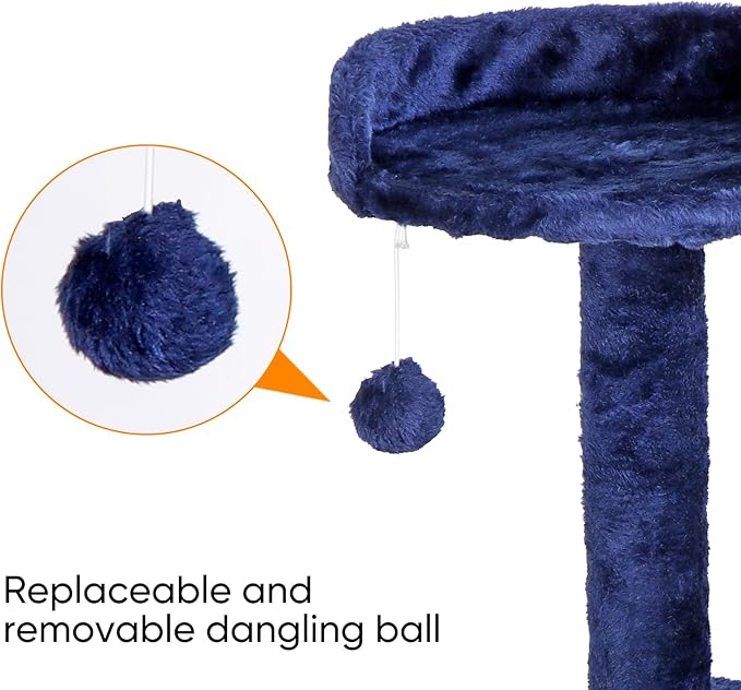 Multi-Level Cat Tree Tower with Condos, 54" Tall Cat Activity Center with Plush Perches and Toys, Space Saving Pet Playhouse for Kittens and Cats (Blue)