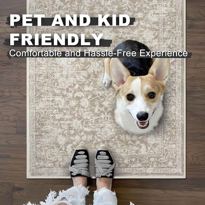 KILOCOCO Small Area Rug 2x3 Entryway Rugs Printed Vintage Floral Washable Rug