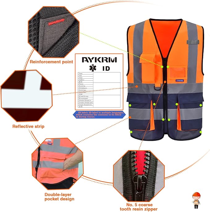 A-SAFETY High Visibility Reflective Safety Vest Customize Logo (XS-8XL)