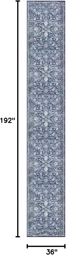 KILOCOCO Runner for Hallway 3x16 Runner Rug Printed Vintage Floral Washable Rug