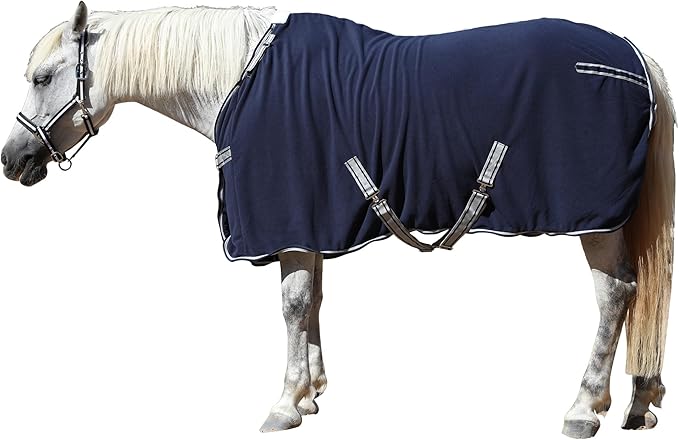 Horse Fleece Cooler, Blanket Liner - 300g Anti-Pilling Fleece, Moisture-Wicking, Cooling & Drying for Post-Workout, Bath & Travel, Prevent Overheating & Chilling Navy 69