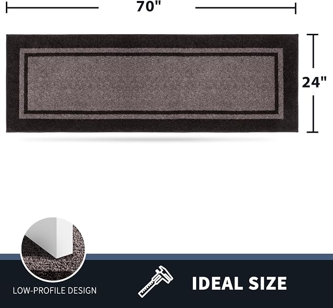 PURRUGS Dirt Trapping Door Mat 24" x 70", Non-Slip Machine Washable Entryway Rug