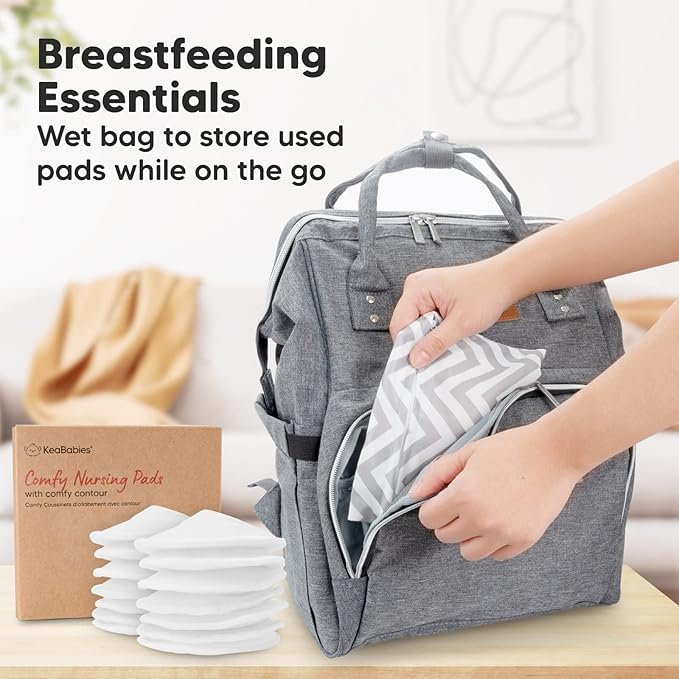 Organic Nursing Pads - 14 Washable Viscose Derived from Bamboo Breastfeeding Pads, Wash Bag, Reusable Breast Pads for Breastfeeding, Nipple Pads for Breastfeeding Essentials(Soft White, M 3.9")