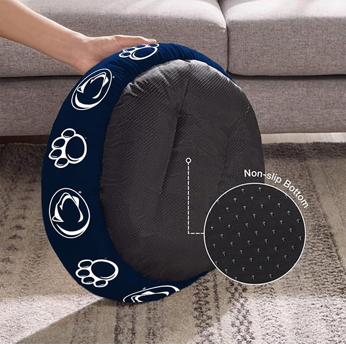 ShopInstaPets Penn State Nittany Lions Officially Licensed Plush Donut Pet Bed – Cozy, Machine Washable, Perfect for Pets (Extra Large)