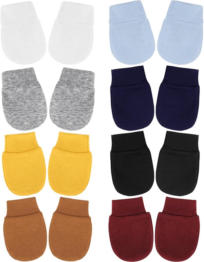BQUBO Newborn Infant Toddler Mittens No Scratch Cotton Elastic Wrist Gloves Hypoallergenic for 0-6 Months Baby Boys Girls