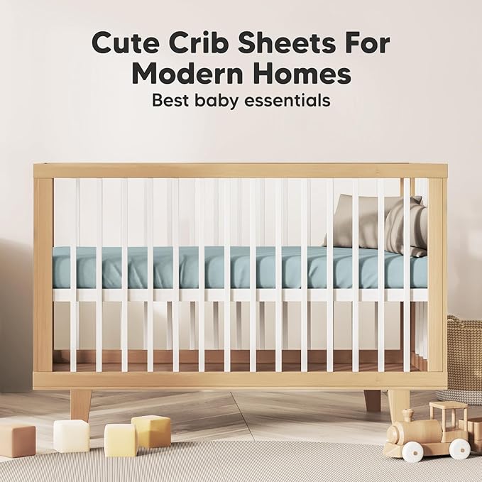 KeaBabies 2-Pack Organic Crib Sheets for Boys, Girls - 52x28 Fitted Crib Mattress Sheet Neutral, Breathable Jersey Cotton Cover for Baby Bed, Toddler Mattress, Soft & Cute Prints (Toasty)