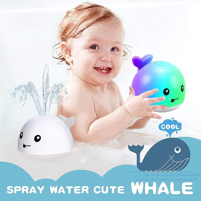 ZHENDUO Baby Bath Toys, Whale Spray Water Bath Toy, Sprinkler Bathtub Shower Toys for Toddlers Kids Boys Girls, Pool Toy for Baby (White)