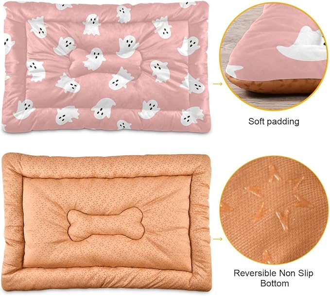 Pet Bed Halloween Ghost Dog Bed Mat Absorbing Non Slip Pad Pet Sleeping Mat for Small, Medium, and Large Dogs Puppy Cat 36 in x 24 in