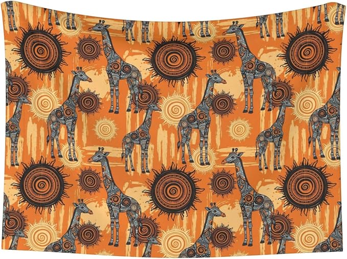 Reversible Plush Throw for Dogs and Cats, Abstract African Giraffe, Double Sided Blanket with Nubby Dot Side and Sleek Side Ideal for Cuddling Nesting Security