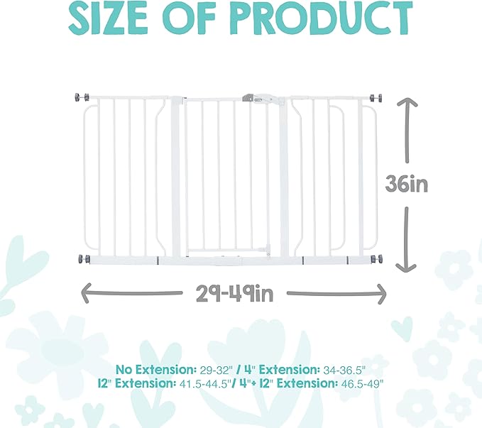Regalo Safety 36" Extra Tall and 49" Wide Baby Gate for Doorways & Bottom of Stairs, Pressure Mounted Walk Through Baby Gate for Toddlers & Pets, Tested & Safe, American Designed, American Owned