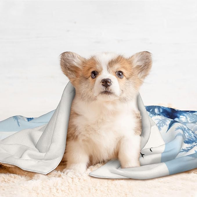 Misty Mountain Throw Blanket - Winter Trees Blanket for Dog Cat Snowy Pet Blankets 30x20 for Couch Sofa Bed