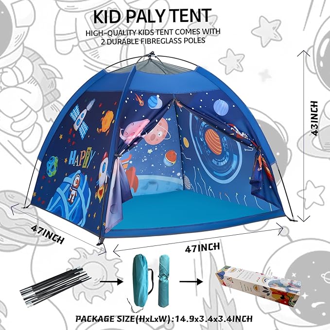 Space World Play Tent Galaxy Dome Playhouse for Boys and Girls Imaginative Play-Astronaut Space for Kids Indoor and Outdoor Fun, Perfect Kid’s Gift- 47" x 47" x 43"