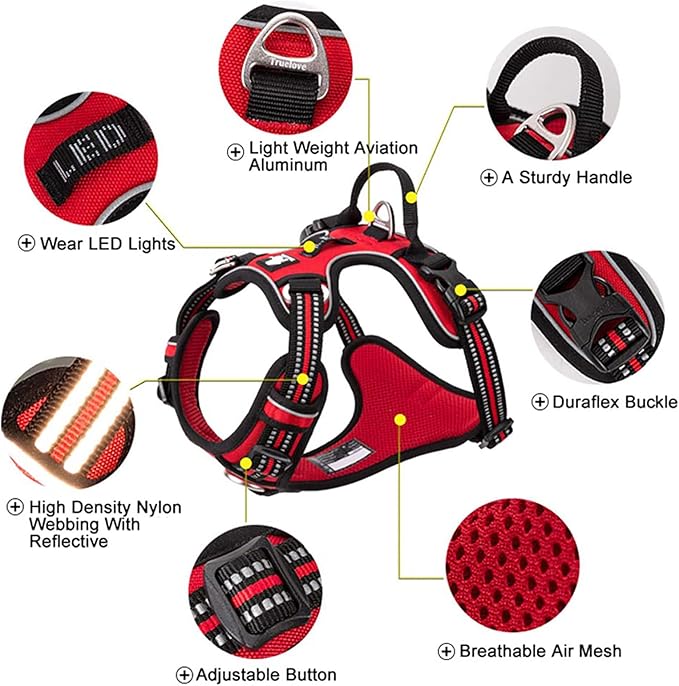 TRUE LOVE Dog Harness No Pull Nylon Reflective Pet Harness Adjustable Comfortable Control Step-in Brilliant Colors Truelove TLH56512 Gray
