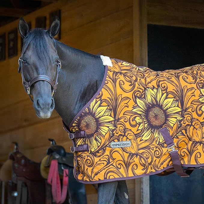 Jeffers Expression Standard Neck Fleece Cooler for Horses, 72"- Equine Towel Blanket, Moisture Absorbent, Light Weight, Best for Drying, Exercise, Bathing, Adjustable Belly Bands - Bloomin Toolin