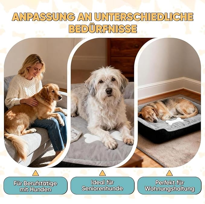 Orthopedic Dog Bed, Non-Slip Washable Plush Cushion, Thick Warm Sleeping Mat, Pet Furniture for Puppy Cat Home Apartment Winter Fall, Supportive Comfort for Restful Sleep