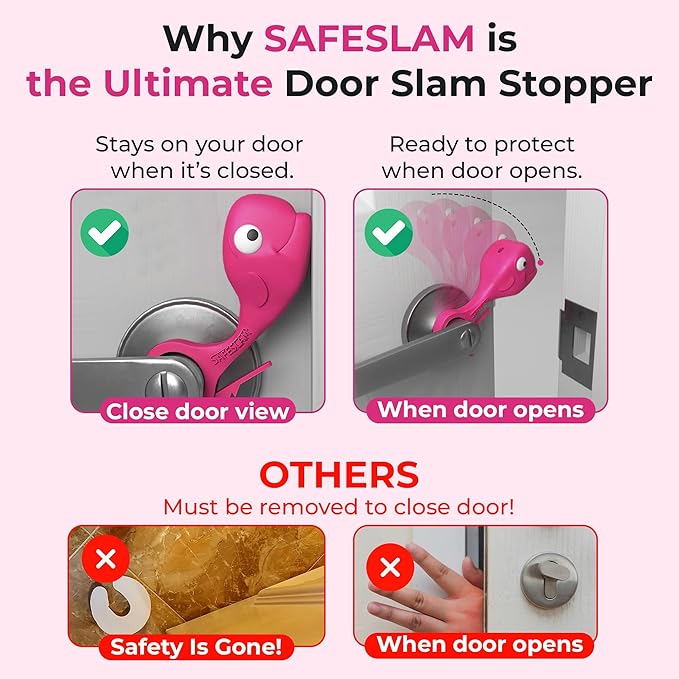 Baby Proofing Door Stopper, Door Pinch Guards Protect Child Fingers & PET Tails. Baby Safety Finger Protectors Prevent Pinch Injuries – Kids and Adults Love Whale Pinch Guard (Pink)