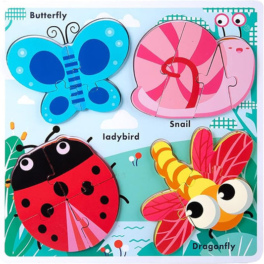 Wooden Jigsaw Puzzles for Toddlers 2-4 Years Old Girls Boys Jumbo Base Chunky Puzzle Ages1-3 Toddler Fun Gifts for 18 24 Months Baby