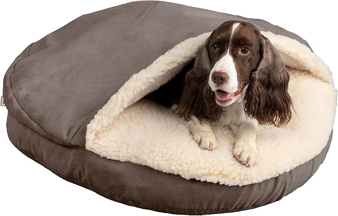Snoozer Luxury Microsuede Cozy Cave Pet Bed, Small, Dark Chocolate