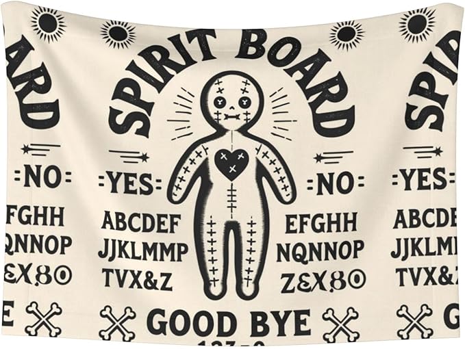 Reversible Dog Blanket for Beds Couches, Spirit Board with A Voodoo Doll Occultism Set, Double Sided Cat Blanket with Textured Dot Feel and Smooth Feel for Seasonal Comfort All Year